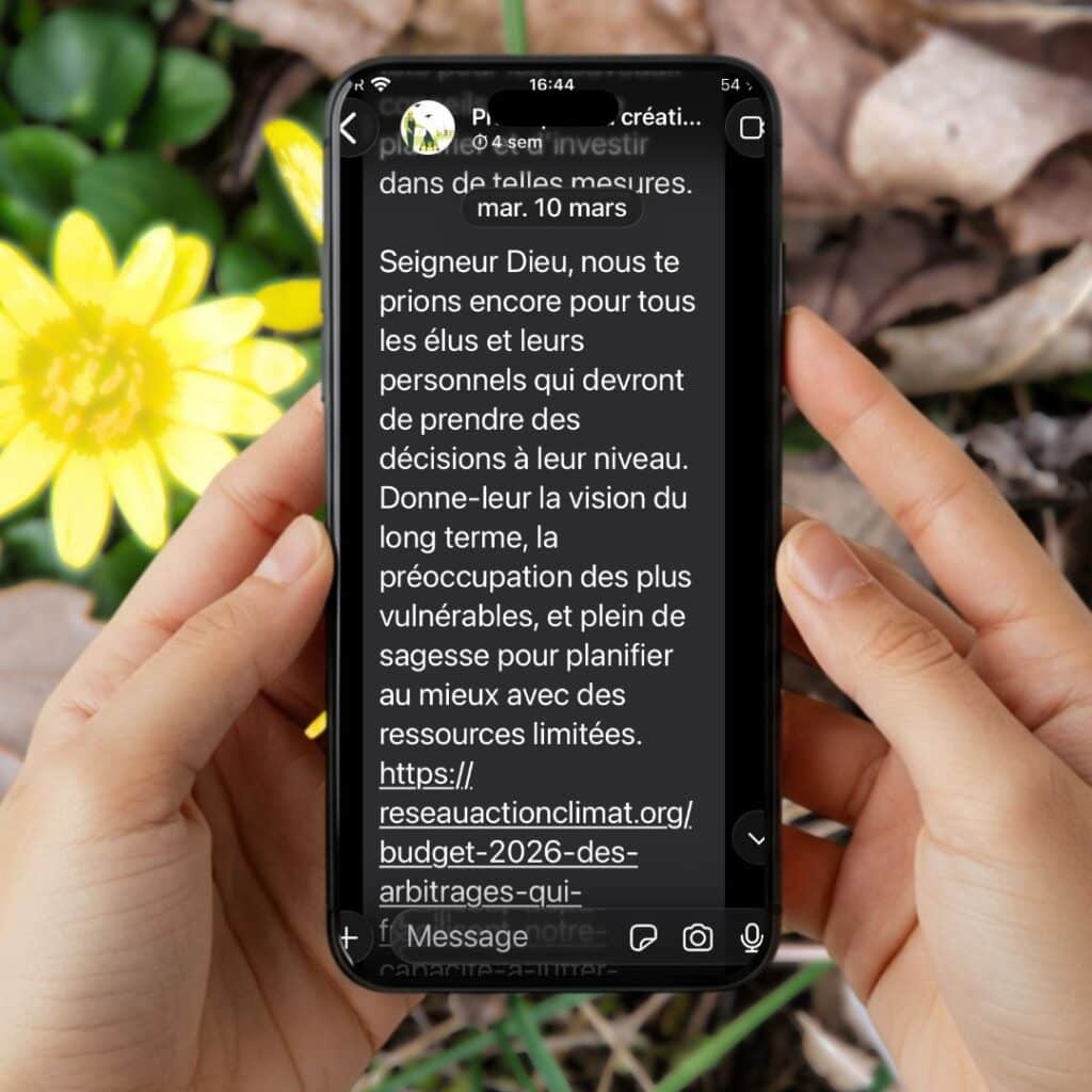 Prière pour la création dans l'application Signal